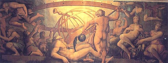Nascita del mondo: La mutilazione di Urano da parte di Crono - Giorgio Vasari