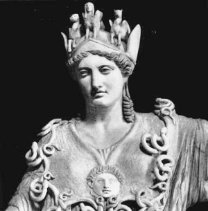 Mito di Perseo: particolare della statua di Atena