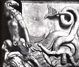 Scilla e Cariddi: Cariddi in una scultura antica