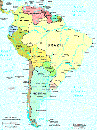 Cartina del sud America